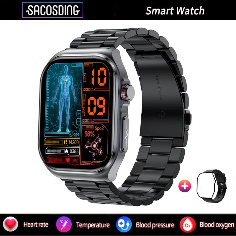 SACOSDING Nové chytré hodinky Amoled Muži EKG+PPG+HRV Hodiny Monitorování krevního tlaku Bluetooth Volání Ženy Sport Fitness Tracker Chytré hodinky pro ženy
