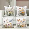 Rustikale Wildblumen-Schmetterlings-Kissenbezüge Polyester Sofa Dekokissenbezug Kopfteilkissen (Ohne Kissenkern