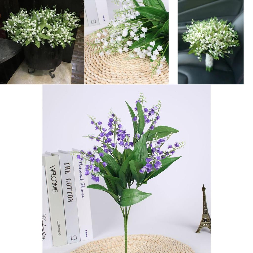 Beautifully Crafted 7 Branch Fake Lily Of The Valley Bouquet For Luxurious Event Decoration