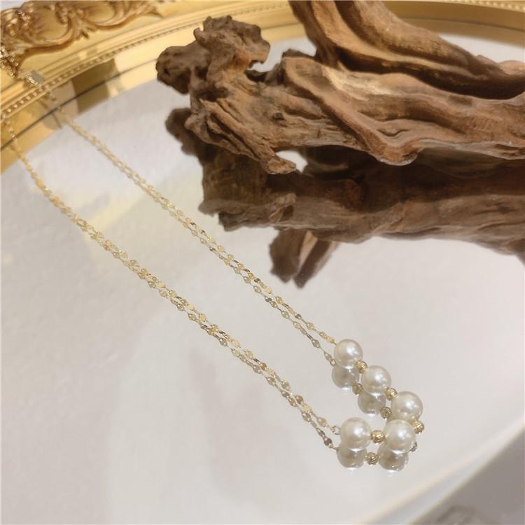 Lips Chain Freshwater Pearl Minimalist Korean Style Choker Necklace for Women