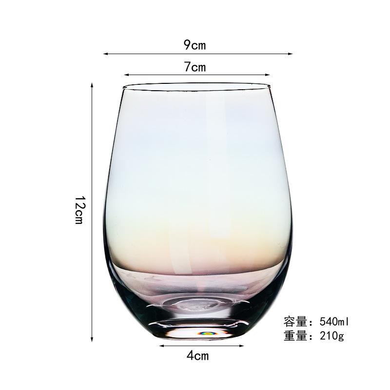 Cupa Creativă Colorată Electroplată din Sticlă cu Capacitate Mare Cupă Colorată în Formă de Ou Cupă Cristal Curcubeu Net Red