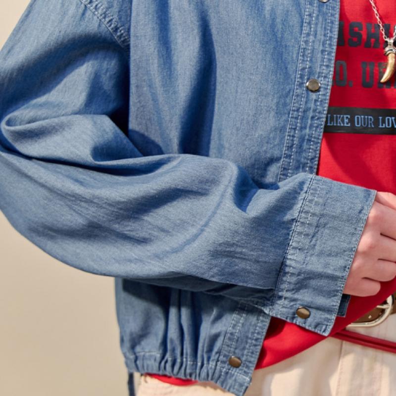 Maxza Stud Point Blouson Denim Shirt Zf03qj006nh