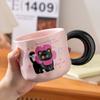 Girly Heart Kitten Mug Cute Milk Fufu Cartoon Household Water Cup with Cover for Birthday Gifts for Sisters and Friends