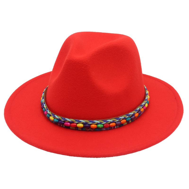 Top Hat Rainbow Hand-Woven With Accessories Ethnic Style Tibetan Hat Colorful Jazz Hat