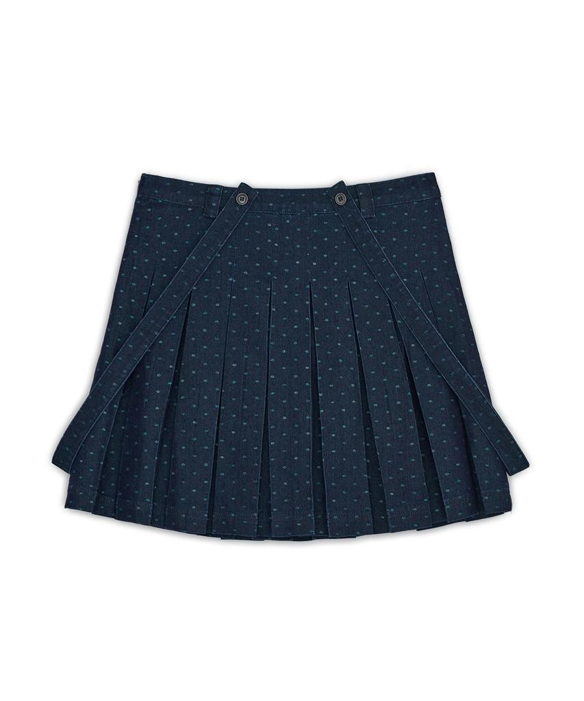Hug Your Skin Strap Button Pleated Skirt (Navy)