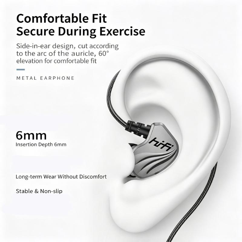 Corded In Ear Headphones With 3.5Mm / Type C Earbuds For Sports Running Gaming Bass Sound TPE Braided Cable