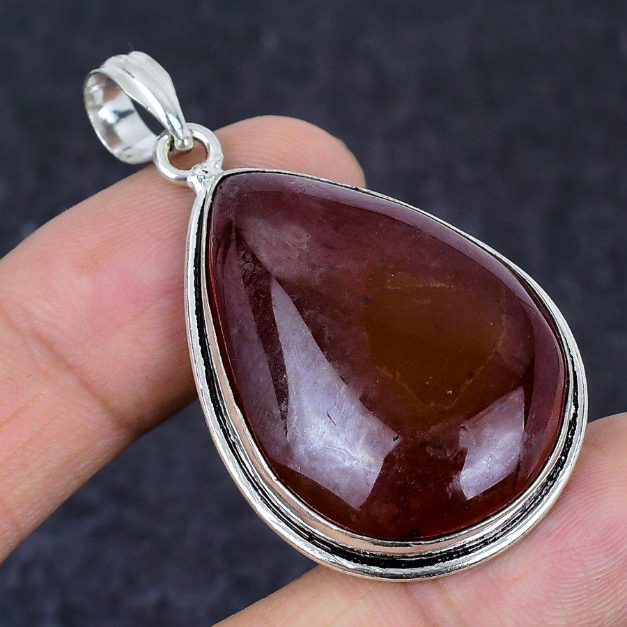 Carnelian Gemstone Handmade 925 Sterling Silver Jewelry Pendant 2.17" a4u09