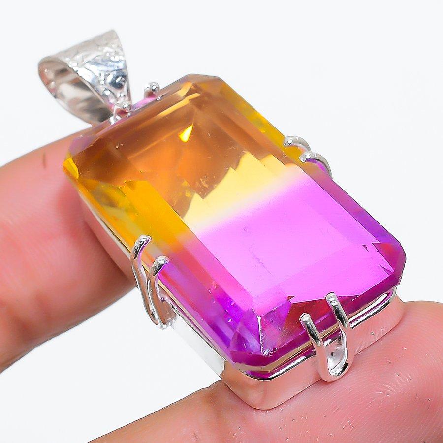 

Bi-Color Tourmaline 925 Solid Sterling Silver Jewelry Pendant 1.77 SU-10239