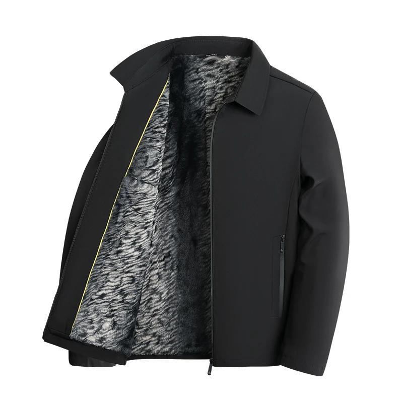 

Зимняя мужская флисовая деловая куртка Мужская однотонная теплая верхняя одежда Мужская толстая куртка Мужские пальто с шерстяной подкладкой Мужская одежда L чёрный