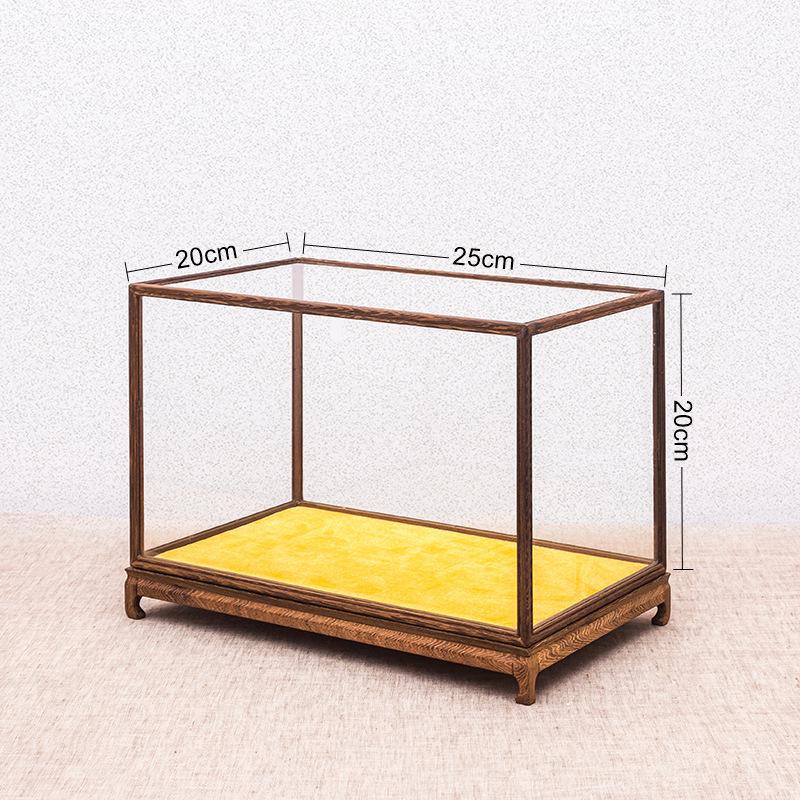 Rosewood Glass Treasure Cage for Guanyin and Buddha Statues – Custom Dustproof Display Box Ornament