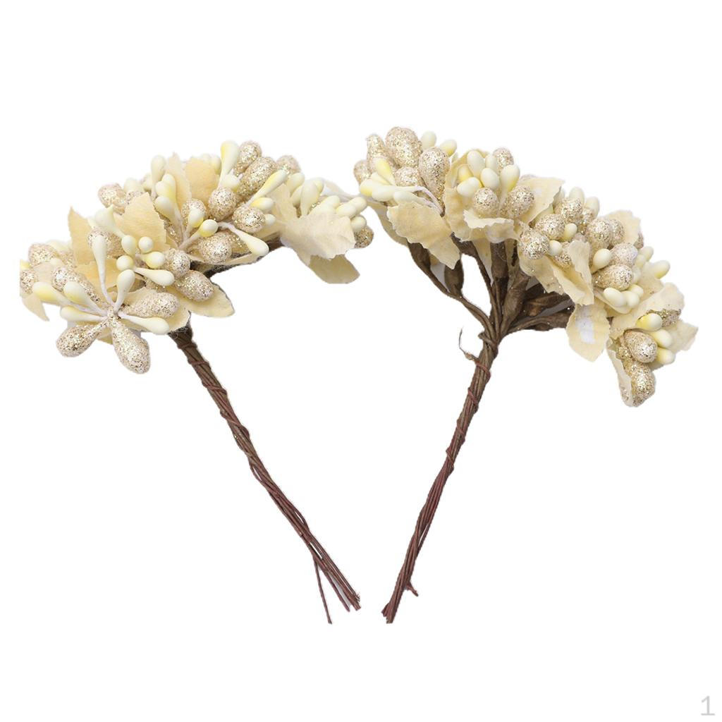 

2 Branches Artificial Flowers Berries Hand Woven Flower Fruits шампанського