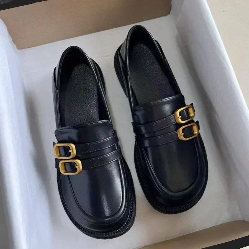 Mocassins Chaussures en Cuir Style Britannique Femmes Semelle Souple Résistante à l'Usure Confort Talon Bas Mode Taille 43 Chaussures Décontractées Coréennes