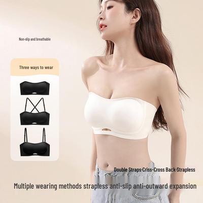 Palm Cup Strapless Seamless Bra: Anti-Slip Invisible Bandeau for Small Chest, Beautiful Back