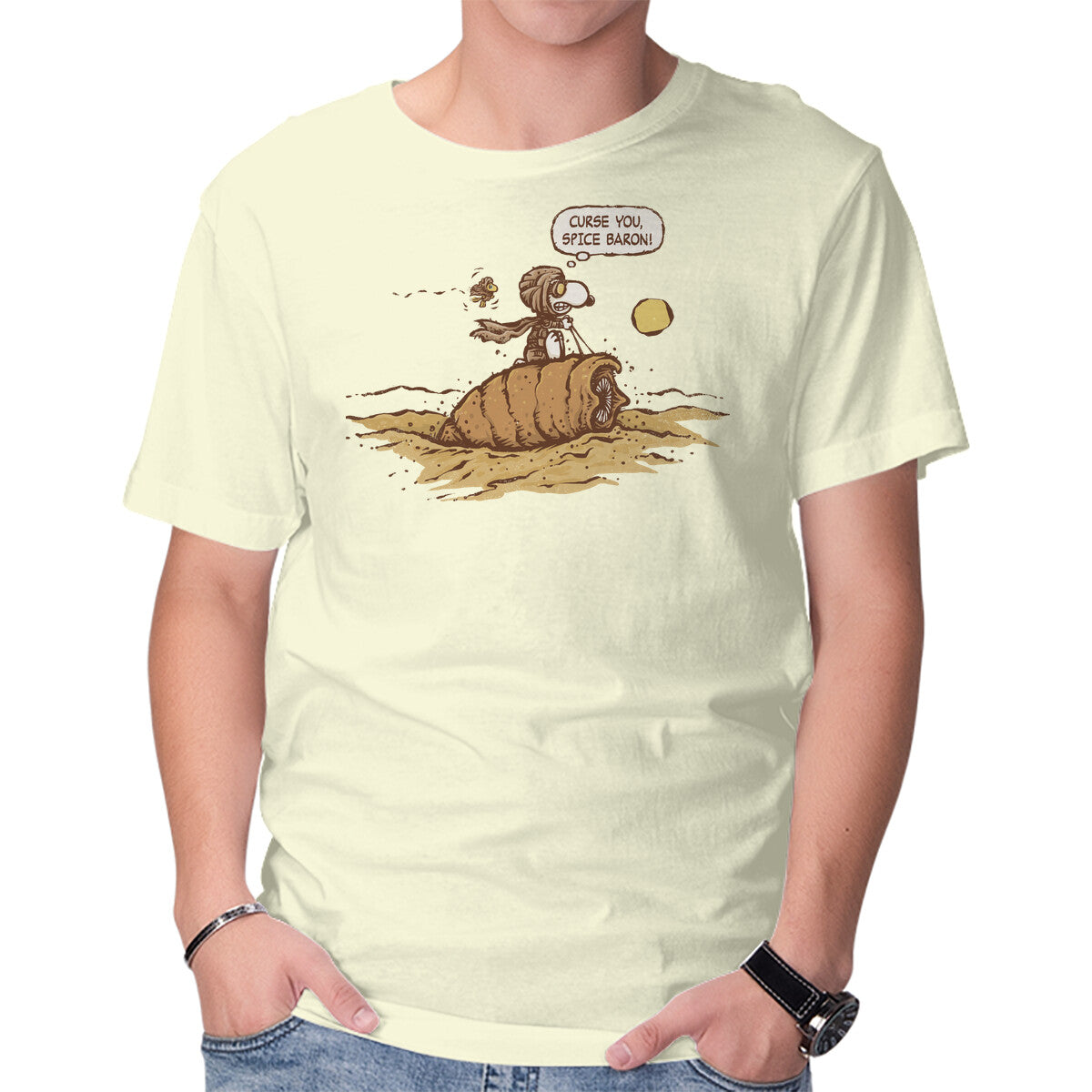 Unisex Crew Neck T-Shirt Curse You Spice Baron Graphic Short Sleeve Casual Tee L