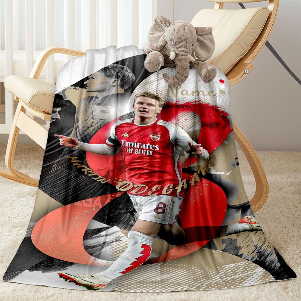 Coperta con Stemma del Football Club Arsenal Testo Personalizzabile Coperta Accogliente Personalizzata Morbida Calda Accogliente Perfetta per Ufficio Picnic Riposo Biancheria da Letto per Tutte le Occasioni