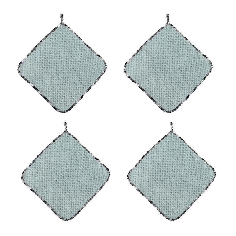 4Pcs Kitchen Dish Cloths Super Absorbent Microfiber Towels Non-Stick Oil Washing Cloths Anti-grease Wiping Rags Tableware Cleaning And Wiping Tools