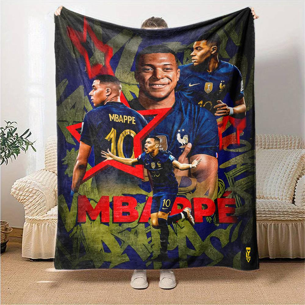 Mbappe's Dynamic Celebration Blanket Soft & Cozy Suitable for Chair Livingroom Bedding Four Seasons Multipurpose Warmthful Decor