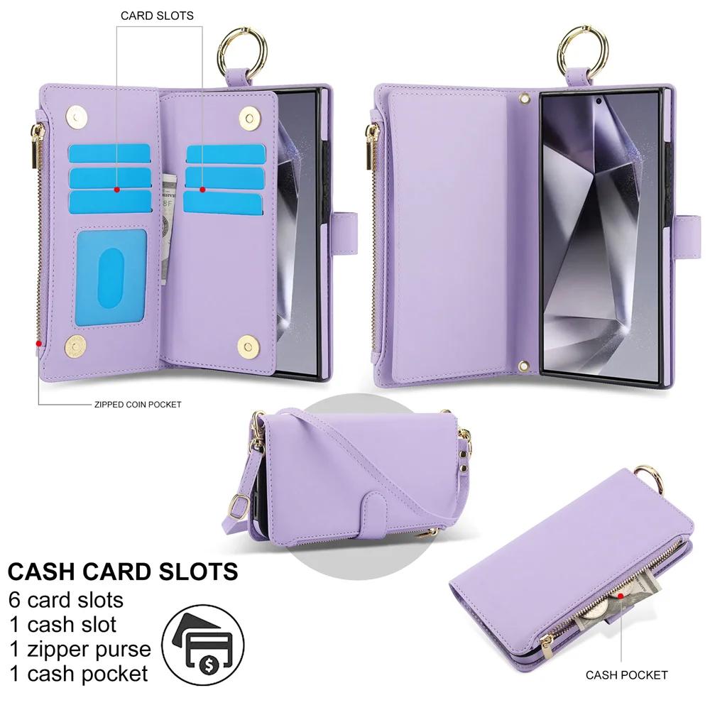 Crossbody Wallet Phone Case for Samsung Galaxy S23 S21 FE S25 S24 S22 Plus Note 20 Ultra A16 A14 A15 A52 A52S A53 A54 A55 5G