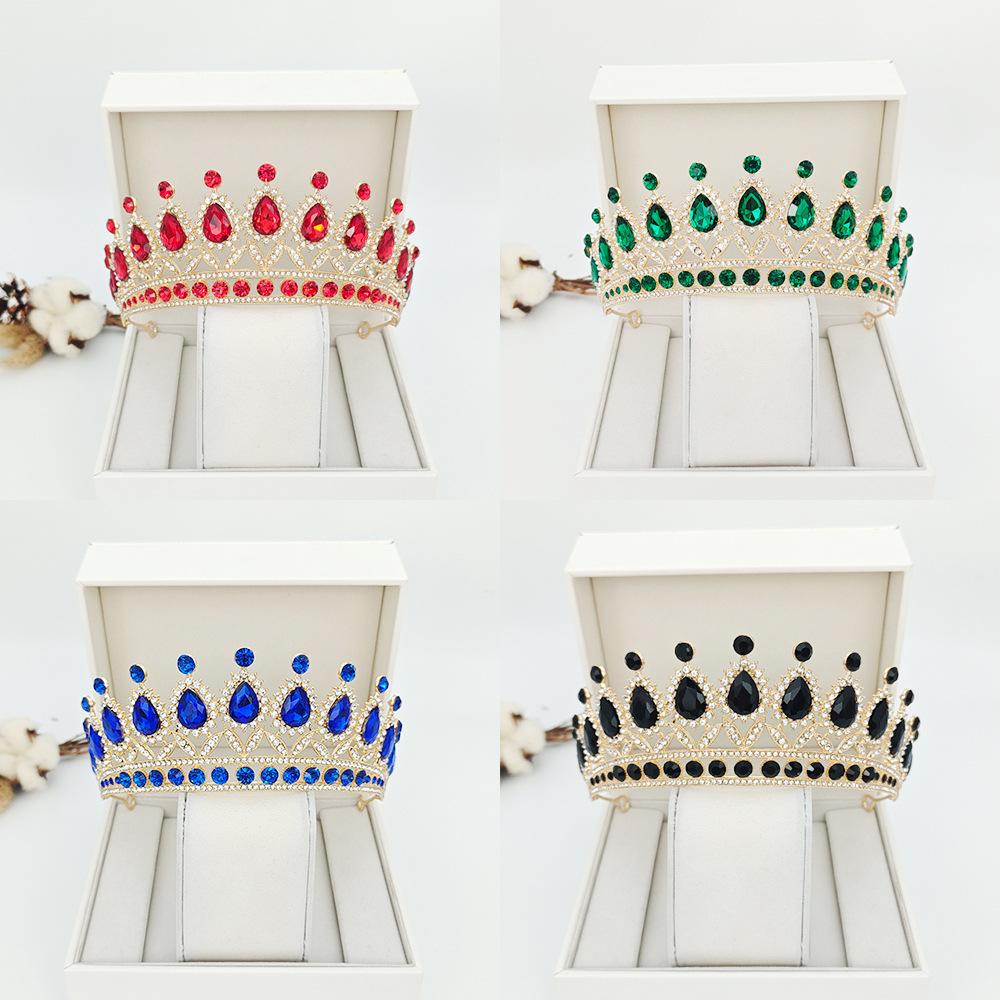European Style Bridal Crown Accessories Tiara Wedding Dress Tiara Alloy Rhinestone Headband Queen Birthday Party Crown