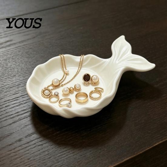 Dressing Table Organizer 3D Printed Fish Shape Jewelry Tray, Girlish Decorative Trinket Dish, Desktop Small Item Storage Tray for Dresser Entryway
