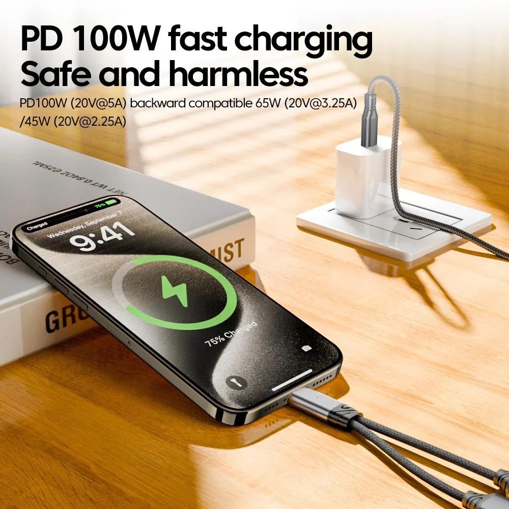 2 IN 1 USB C Splitter to Dual Type-C Headphone Jack Audio Adapter PD 100W Fast Charger for Samsung iPhone 15/16 Huawei Xiaomi