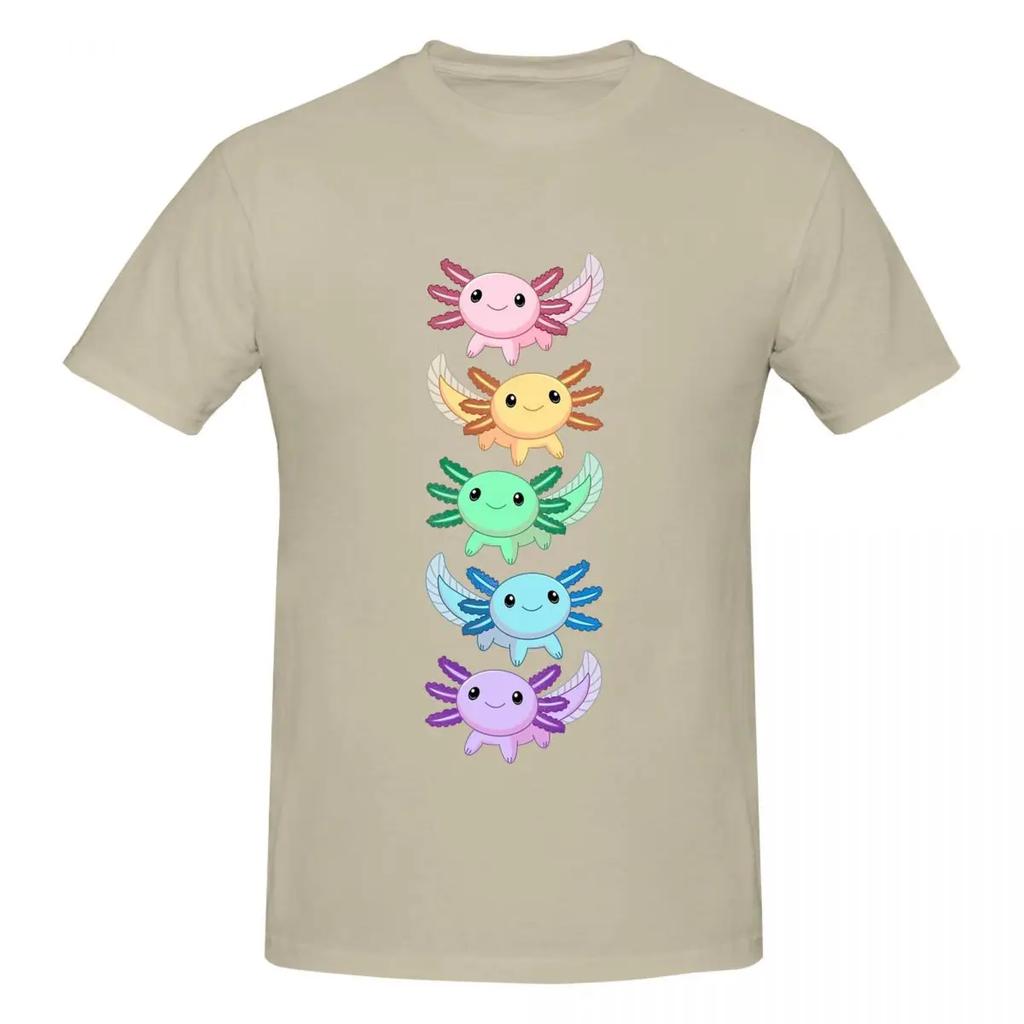 100 Cotton Rainbow Axolotl Tshirt Unisexs Classic Oversized T Shirt Unisex Crew Neck Summer Shirts Tops S6xl