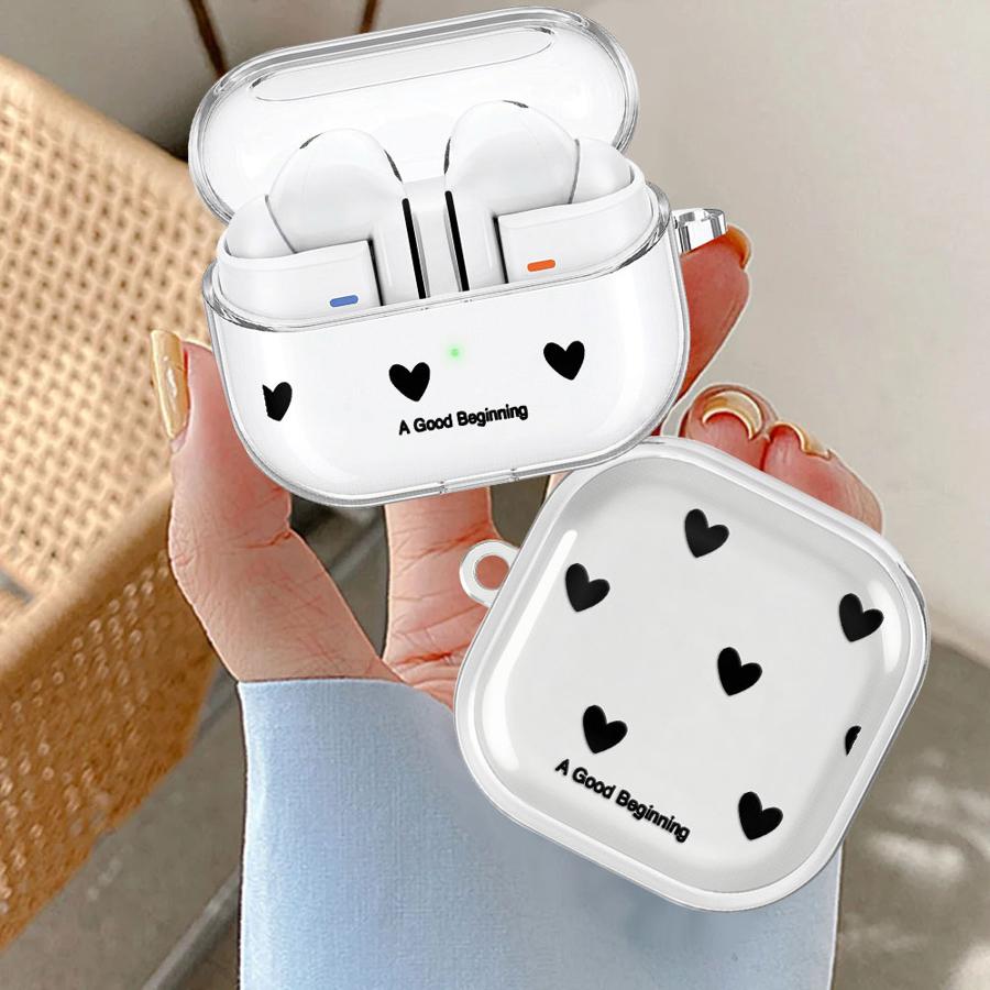 Custodia Per Samsung Galaxy Buds 3Pro 4Pro 3 FE 2 Live 2Pro 4 Pro Custodie Trasparenti Per Auricolari Cover Con Gancio Moda Cuore D'Amore