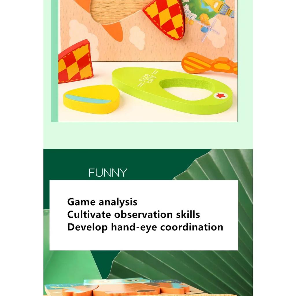 High Quality 3D Wooden Puzzles Educational Cartoon Animals Early Learning Cognition Intelligence Puzzle Game For Children Toys