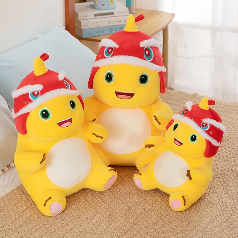 New Anime Cartoon Lion Dance Little Milk Dragon Doll Cute Dinosaur Stuffed Plush Toy Cute Doll Giving Girls Sleeping Pillow Gift