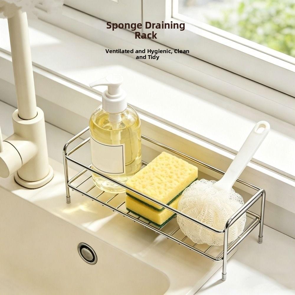 Stainless Steel Kitchen Sink Storage Rack Anti-rust Waterproof Sponge Drain Holder Save Space Modern Cosmetic Storage Stand