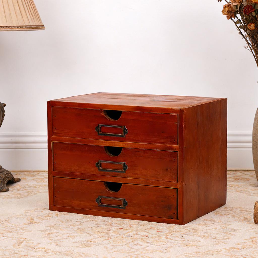 Armoire d'apothicaire empilable, bureau à 3 tiroirs, style vintage, boîte de rangement en bois pour fiches de bibliothèque, papeterie, fil à broder, couture et loisirs créatifs