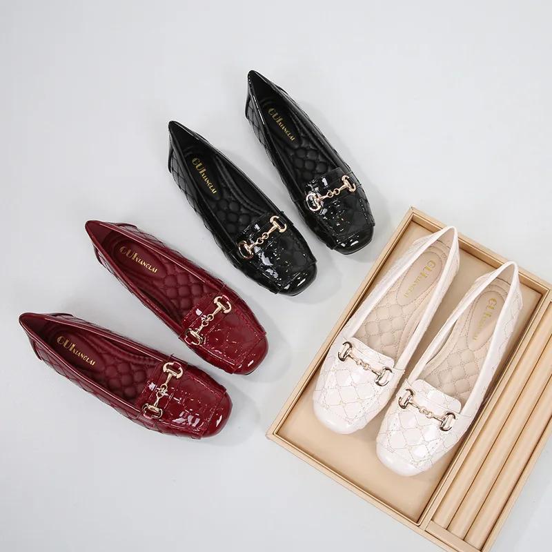 Fashion 2025 New Classic Women's Flat Shoes Square Head Shallow Mouth Soft Bottom Comfortable Work and Leisure Small Leather Shoes 35-42