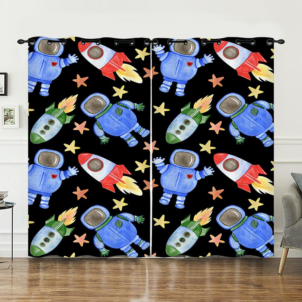 Curtains Bedroom Curtains Digital Printing Astronaut Planet Starry Sky Blackout Curtains