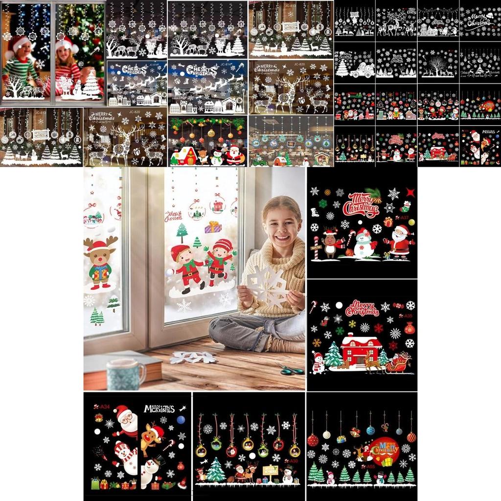 Exquisite Merry Christmas Wall Stickers Window Glass Decals For Festive Home Decor