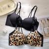New Sexy Leopard Print Front Buckle Seamless Underwear Women's Small Breasts Gather Beautiful Back Bra Cover