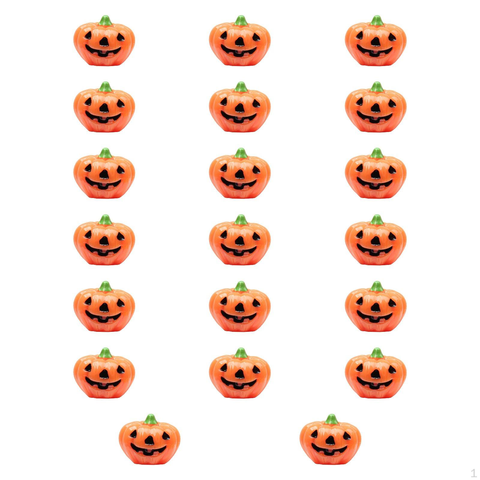 

20 Pieces Halloween Miniature Pumpkin Figurines Desktop Ornament Resin Sculptures Crafts Style A