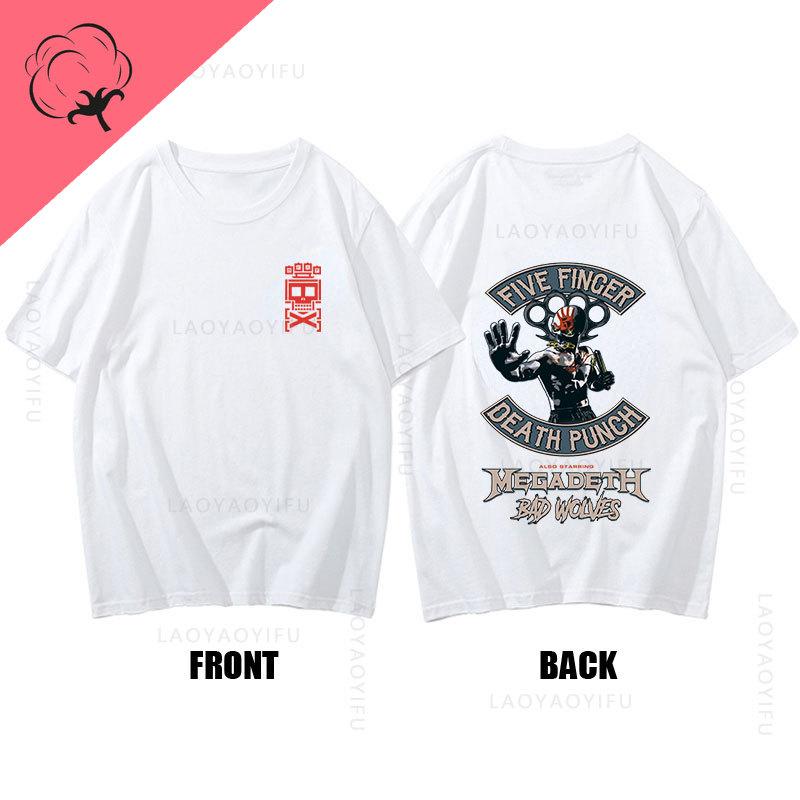 Hot Sale Five Finger Death Punch Theme 100%Cotton Double-sided T-shirt Graphic Youth Cloth Streetwear 2024 Fashion Men T Shirt