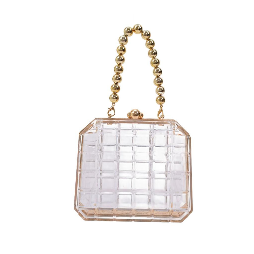 Acrylic transparent bag women's 2026 new pearl chain handbag shoulder chain box bag