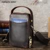 Retro Crazy Horse Leather Crossbody Phone Bag - Compact Outdoor Travel Storage