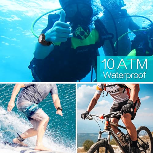 No-brand Men's 100m Water Resistant Multifunction Sports Watch with Stopwatch, Calendar, Dual Time, and 12- or 24-Hour Display