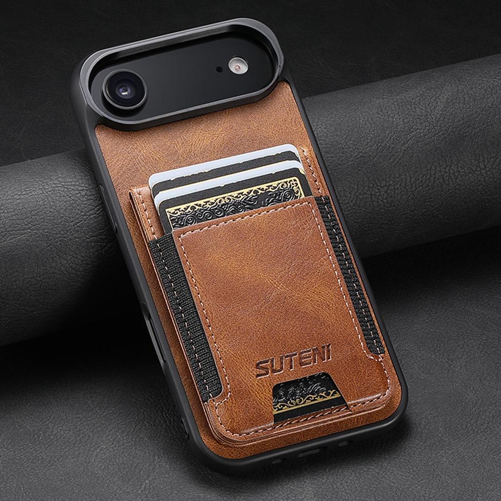 Universal Leather Phone Case with Card Holder & Stand for Apple 17 Pro Max, Google 10 Pro XL, Samsung Models