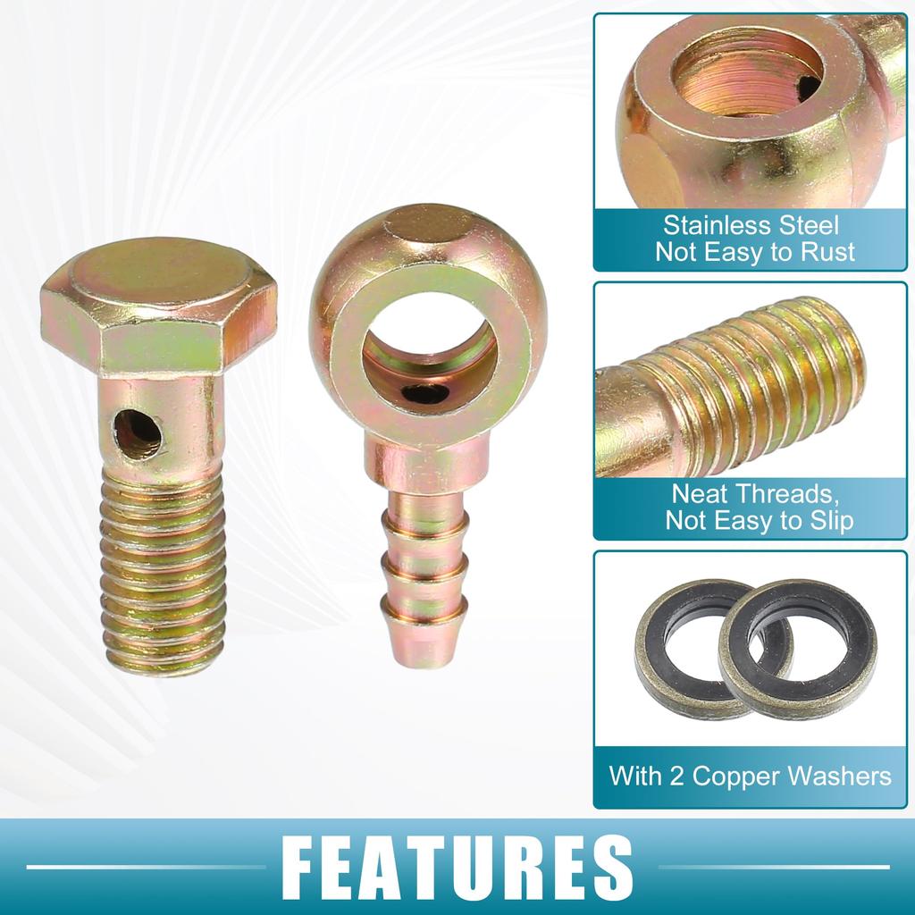 A ABSOPRO Banjo Bolt Cooler Screw Fitting Ball Head Brake Line Fitting Adapter