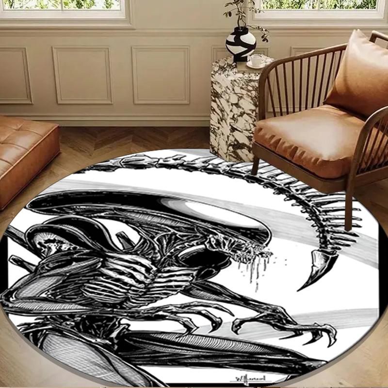 Alien Fire Round Mat, Anti-slip Circle Carpet Chair Rug For livingroom,Bedroom, Doormat Home Decor Gift Christmas Gifts
