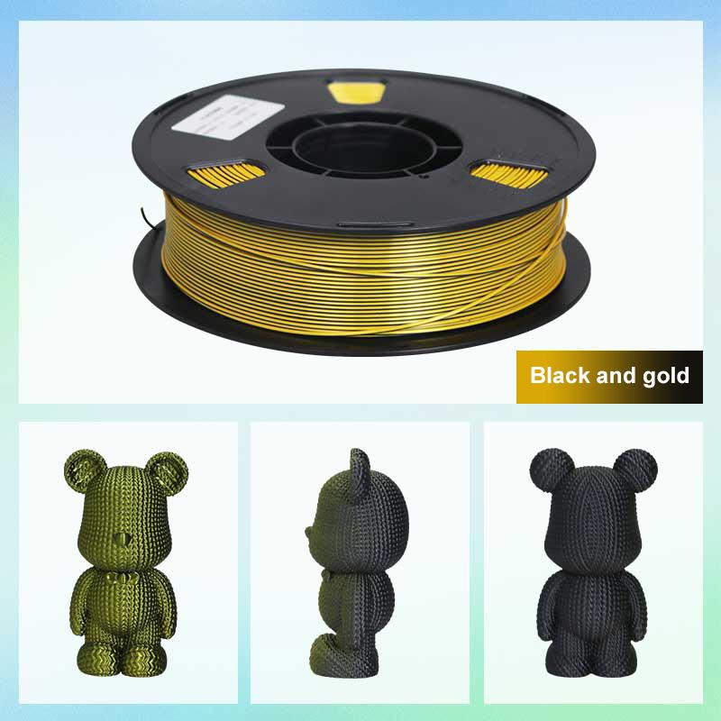 Silk Dual Color PLA Filament 1.75mm 3D Printer Bi-Color Filament 1kg (2.2lbs) PLA Silk 2 In 1 Colors PLA Filament