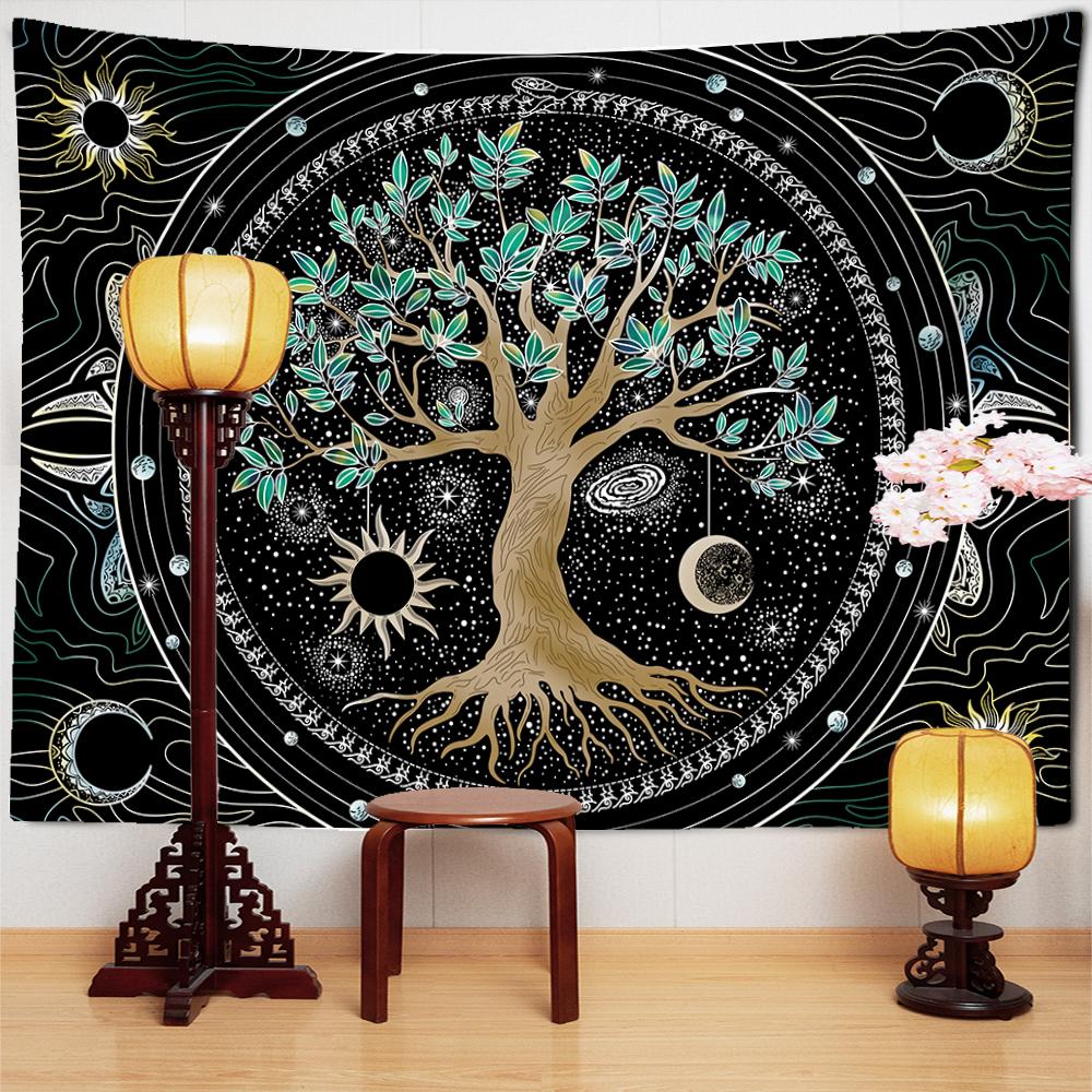 Aesthetic Tree Of Life Tapestry Wall Hanging Color Art Simple Hippie Witchcraft Mysterious Room Home Decor