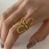 Onregelmatige Bloem Holle Verstelbare Open Ring 18K PVD Gecoat Eenvoudig Strak Metaal Mode Sieraden Bijoux Cadeau