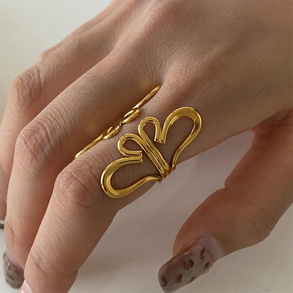 Onregelmatige Bloem Holle Verstelbare Open Ring 18K PVD Gecoat Eenvoudig Strak Metaal Mode Sieraden Bijoux Cadeau