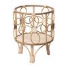 Rattan Indoor Plant Stand Straw Woven Flowers Pots Holder Stool with Legs Floor Planter Baskets Rack Wood Plant Shelf