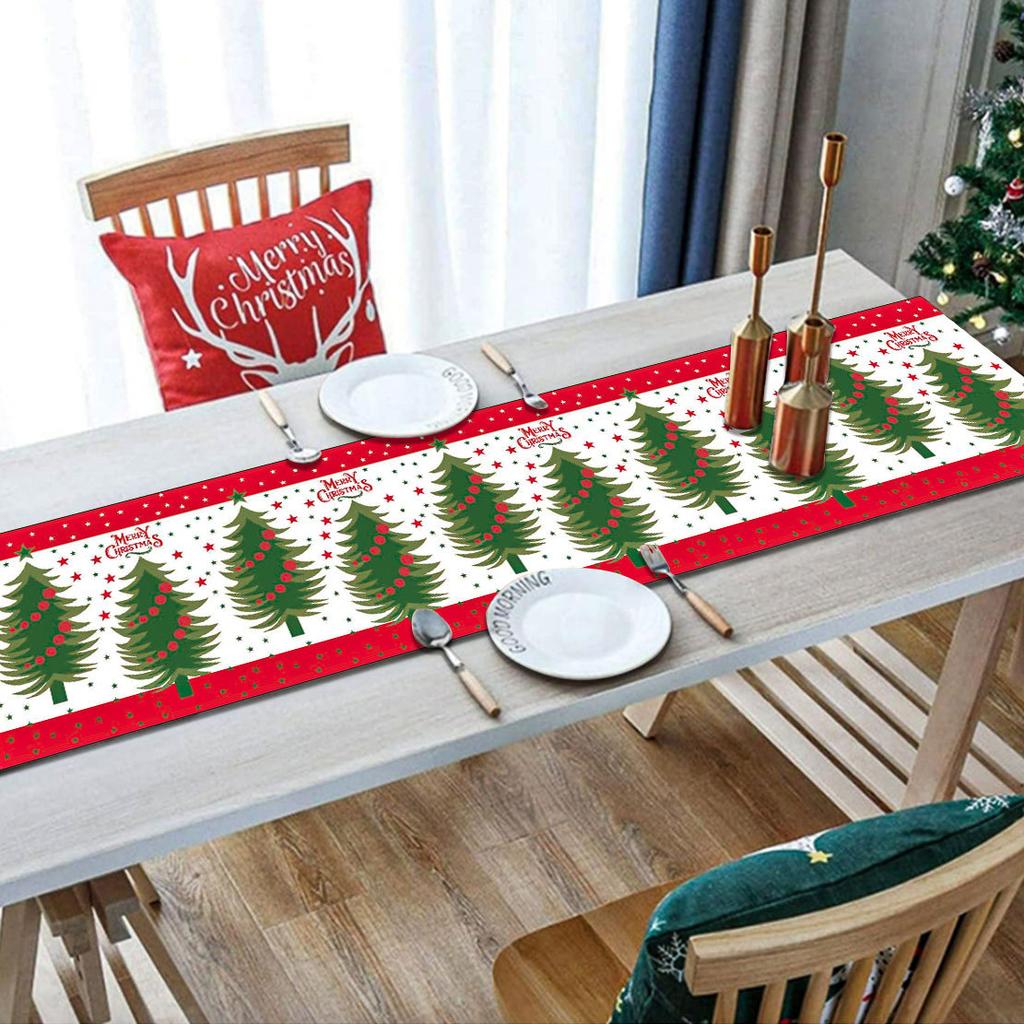 New Christmas table flag decoration, home kitchen imitation linen tablecloth Christmas table flag
