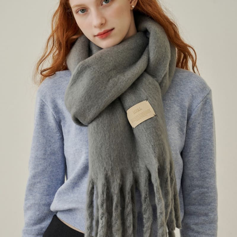 

ADAUL Simple patch wool long muffler - darkgrey Darkgrey_Free